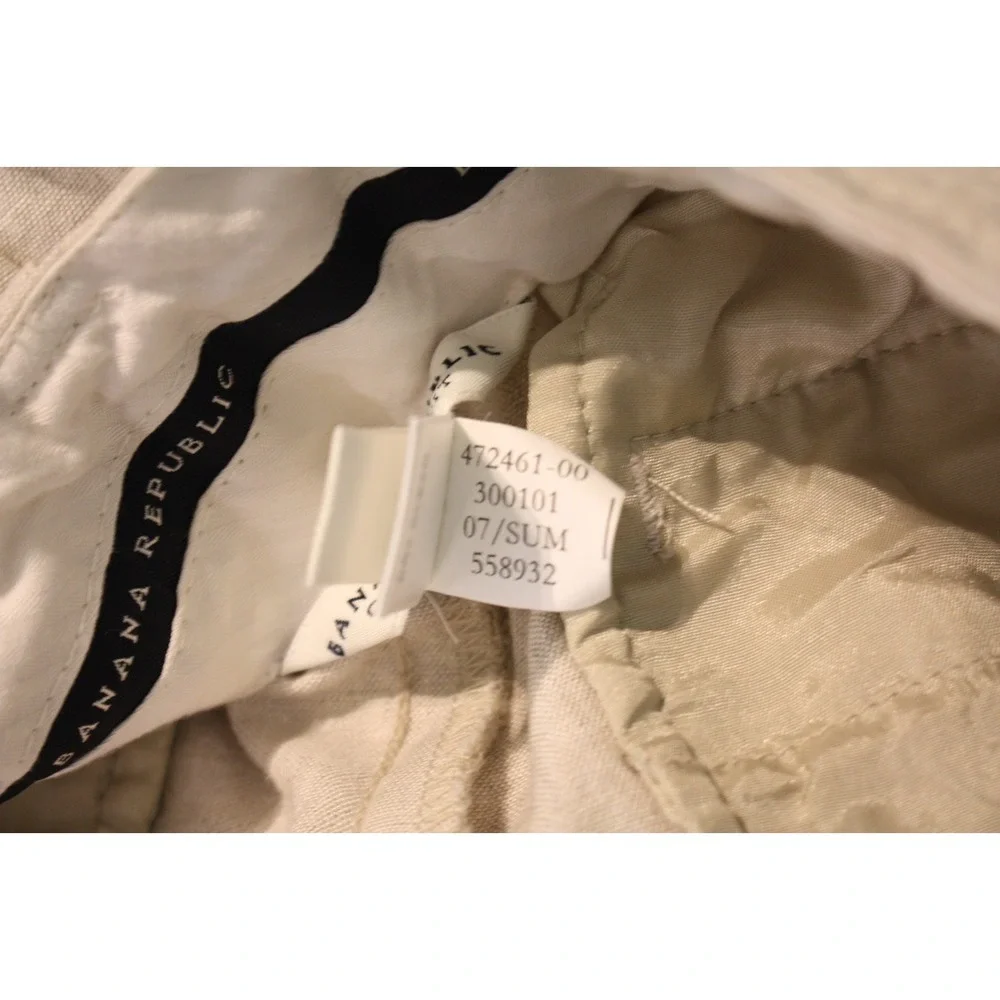 Banana Republic Pants Womens 4 Beige Contour Fit Stretch Linene Blend Beach Vaca